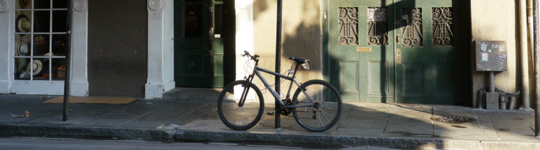 bicycle on the street side at the French Quarter in new orleans