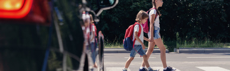 children in crosswalk