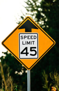 45 speed limit road sign
